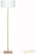 Lampadar modern cu baza din lemn si abajur textil FUJI, alb FUJI/F/4723/W