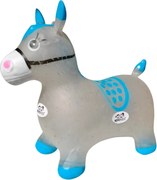 Calut de sarit gonflabil NOVOKIDS™ Jumping Donkey, Cu sunete si lumini, Dimensiuni 55X50X25 cm, Pentru interior si exterior, Max 50 kg, Albastru Gri