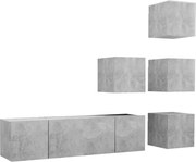 vidaXL Set de dulapuri TV, 6 piese, gri beton, lemn prelucrat