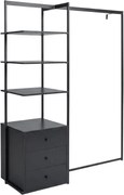 OFERTA Suport pentru haine cu raft ARDEO 150x180 cm, negru II. calitate