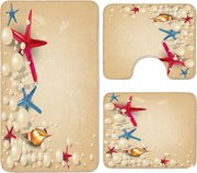 Set covoare baie antiderapante, 3 piese, model marin decorativ