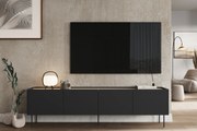 Comodă TV cu picioare metalice Desin 220 cm - negru mat / stejar nagano