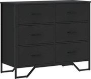vidaXL Comodă cu sertare, negru, 91x35,5x74,5 cm, lemn prelucrat