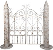 Poarta decorativa de gradina, alb, din metal, aspect vintage,