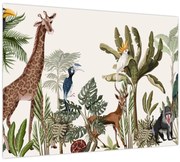 Tablou pe sticlă - Jungla plină de animale (70x50 cm)