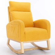Scaun balansoar modern din material Teddy, Galben | Aosom Romania