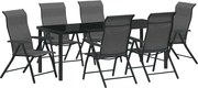 vidaXL Set de masă pentru grădină 7 pcs Gri Oțel vopsit electrostatic