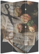 Paravan - Note muzicale și trandafiri (126x170 cm)