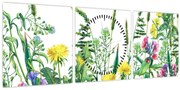 Tablou - Flori de pajiște pictate (cu ceas) (90x30 cm)