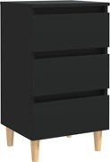 vidaXL Noptieră cu picioare lemn masiv, negru, 40x35x69 cm