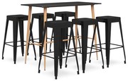 vidaXL Set mobilier de bar, 7 piese, negru