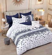 Lenjerie Pat Dublu din Bumbac Tip Finet, cu Elastic, 6 Piese - Digital Albastru