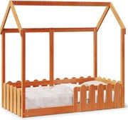 vidaXL Cadru pat de copii, maro ceruit, 70x140 cm, lemn masiv de pin