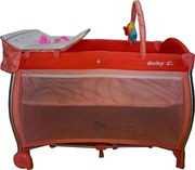 Patut Pliant NOVOKIDS™ Baby C XXL, 110X80 cm, transforabil in Tarc Copii, 2 Niveluri, Masa infasat detasabila, Jucarii plus, geanta transport, Corai