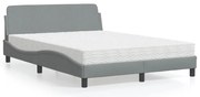 vidaXL Pat cu saltea, gri deschis, 140x190 cm, textil