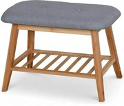 Pantofar ST14, gri/stejar natural, stofa/lemn de bambus, 60x30x44 cm