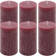 Set de lumânări rustice, 11,5 cm, Ø 6,8 cm, burgundy, 6 buc
