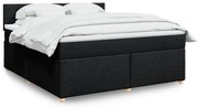 vidaXL Pat box spring cu saltea, negru, 180x200 cm, catifea