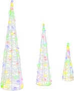 vidaXL Brad de Crăciun 3 pcs Multicolour 20 x 20 x 80 cm Acril