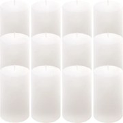 Set de lumânări rustice, 11,5 cm, Ø 6,8 cm, alb, 12 buc