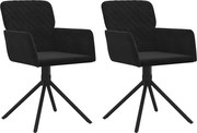 vidaXL Scaune de bucătărie pivotante, 2 buc., negru, catifea