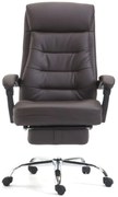 Scaun directorial cu suport picioare, Rezistent 150 kg, funcție recliner, Piele ecologica, Maro