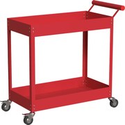 DURHAND Cărucior de atelier servantă atelier cu 2 niveluri, mâner lateral și roți blocabile, 84,5x38x84cm, roșu | Aosom Romania