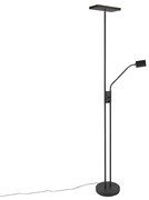 Lampă de podea modernă neagră cu LED și dimmer cu lampă de citit - Jazzy