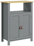 kleankin Mobilier de baie scund multi-rangements mare nișă placard dublu uși gri și natural | Aosom Romania