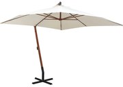 vidaXL Umbrelă de soare suspendată cu stâlp de lemn, 300x300 cm, alb