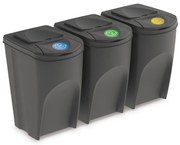 Set pubele pentru deseuri sortate, 3 x 35 l, gri
