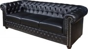 Canapea clasica stil englezesc Chesterfield 3 locuri, negru antic