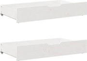 vidaXL Sertare de pat, 2 buc., 95x55x17 cm, alb, lemn masiv de pin
