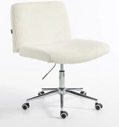 HR150K Scaun Alb din Catifea Reiată cu Bază Cromata