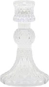 Suport pentru lumânare din sticlă cu model cristal, Ø8 cm