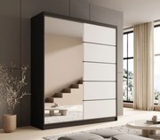 Dulap cu usi glisante si oglinda, 180x58x215 cm, Nico 180, ADRK Furniture (Culoare: Negru / Alb)