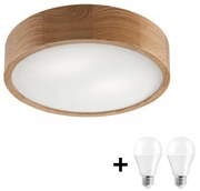 Plafonieră LED OAK 2xE27/10W/230V stejar d. 37 cm