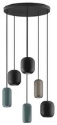 Lustra cu 6 pendule metal negru, maro, verde MARLIN
