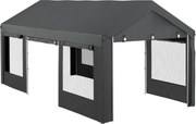 Outsunny Pavilion de Grădină cu Înălțime Reglabilă, 4 Uși și 4 Ferestre, 6x3 m, Gri Închis | Aosom Romania