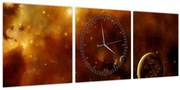 Tablou - Planete cu nebuloasă (cu ceas) (90x30 cm)