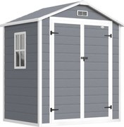 Outsunny Magazie Metalica pentru Gradina Gri Spatiu Depozitare Exterior | Aosom Romania