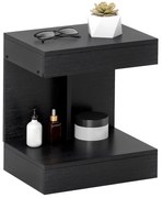 HOMCOM Noptieră, masă laterală cu sertar și raft, masă de cafea modernă cu funcție de raft pentru diferite camere, Negru | Aosom Romania