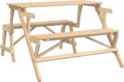 vidaXL Masă de picnic cu bănci, lemn masiv brad, convertibilă 2 în 1