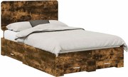 vidaXL Cadru de pat Stejar fumuriu 120 x 200 cm Lemn compozit