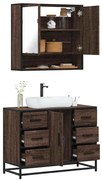 vidaXL Set mobilier de baie, 2 piese, stejar maro, lemn prelucrat