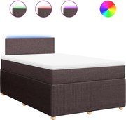 vidaXL Pat box spring cu saltea, maro închis, 120x190 cm, textil