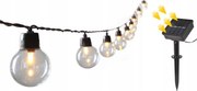 Ghirlandă solară decorativă cu 20 de LED-uri, 8 funcții, 500 mAh, 7,6 m, IP67, alb cald