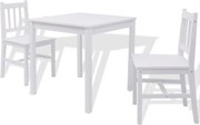 vidaXL Set de masă, trei piese, alb, lemn de pin