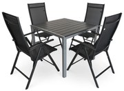 Set de gradina Alvero, patrat - 4 locuri, negru
