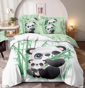 Lenjerie de Pat Finet 3D cu 2 Fete, 6 Piese, Pat 2 Persoane, Panda